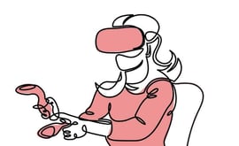 VRグラスをつけた女性を描いた挿絵