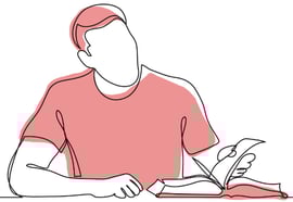 読書をしている男性を描いた挿絵